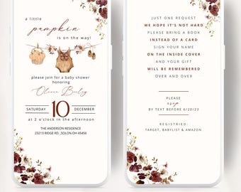 Animated Pumpkin Baby Shower Invitation: Fall Gender Neutral (Digital Download)