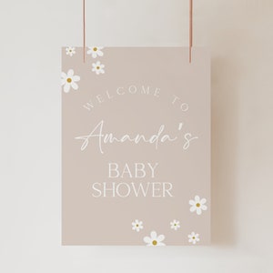 Bearbeitbares Daisy Baby Shower Willkommensschild, Boho Daisy Baby Shower Willkommen Poster, Boho Daisy Baby Shower Dekoration, Groovy Daisy