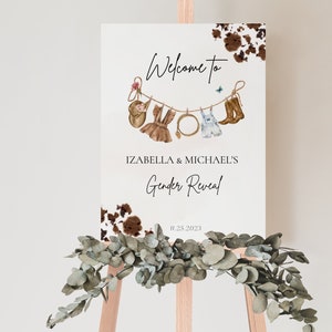 Welcome Sign  Gender Reveal, Rodeo Gender Welcome Sign Template, Cowboy Gender Welcome Decor, Wild West Editable Sign, Cowboy or Cowgirl