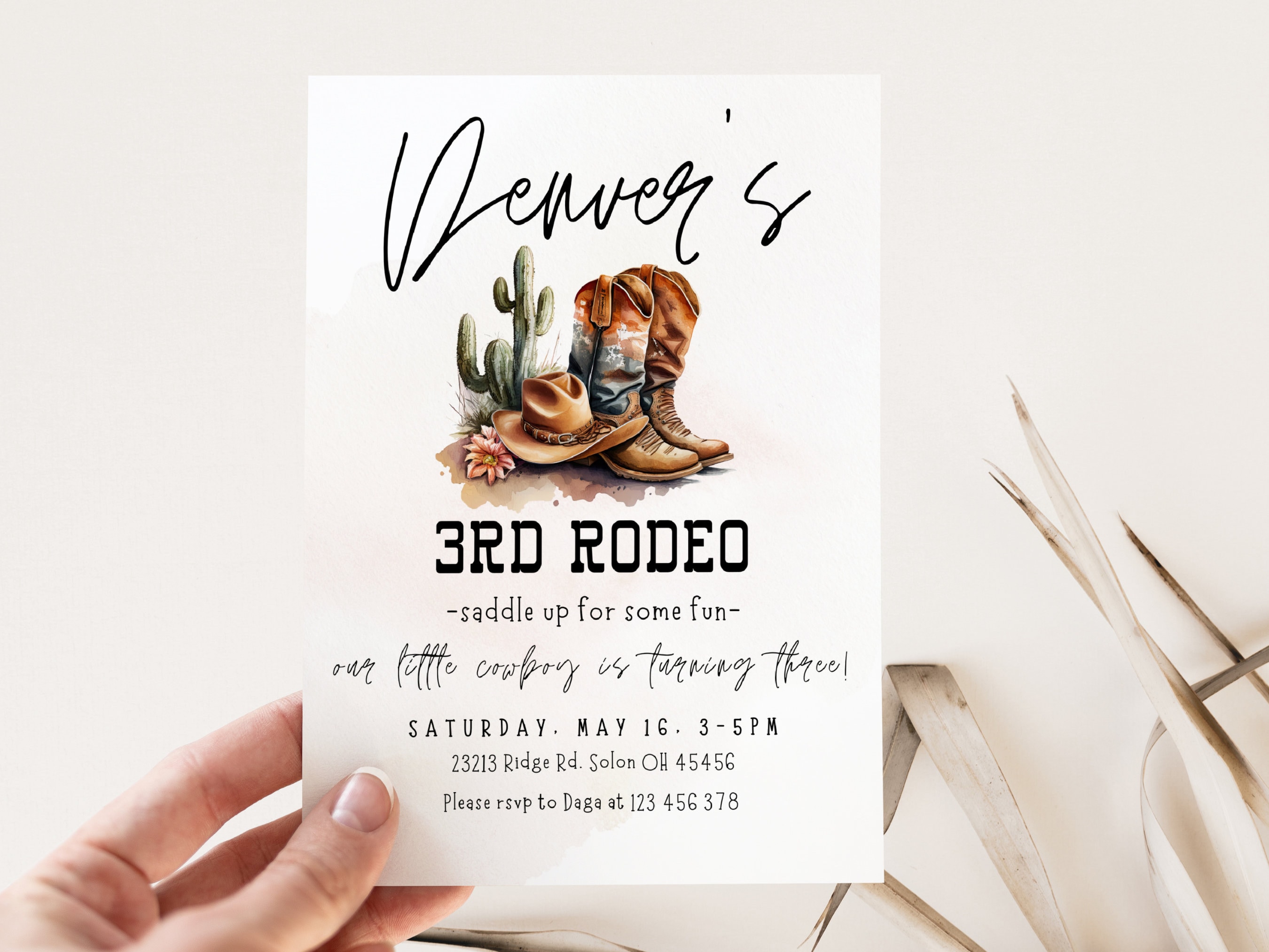 Editable 3rd Rodeo Birthday Invitation Template Our Little Cowboy is ...