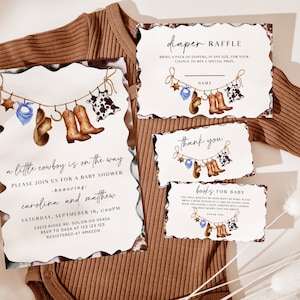 COWBOY Baby Shower Einladung Vorlagen Set, druckbare Wild West Baby Shower Invite Bundle, Country Western Sprinkle einladen, Instant download