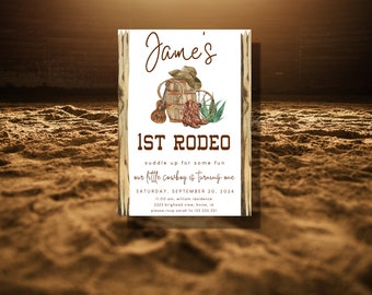 My First Rodeo Birthday Invitation, Western 1st Invitation,  Wild West Birthday, Rodeo Birthday Invitation, Rodeo Hat, Boy First Birthday