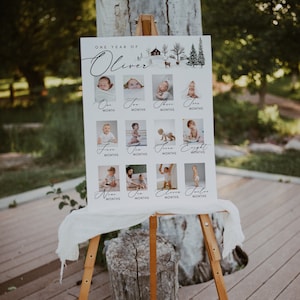Winter Onederland Photo Banner Template, Onederland 1st Year Photo Banner Winter First Birthday Printable Editable Monthly Photo Banner