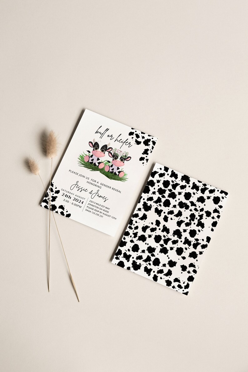 Cow Gender Reveal Invitation, Holy Cow Gender Reveal Invitation, Gender