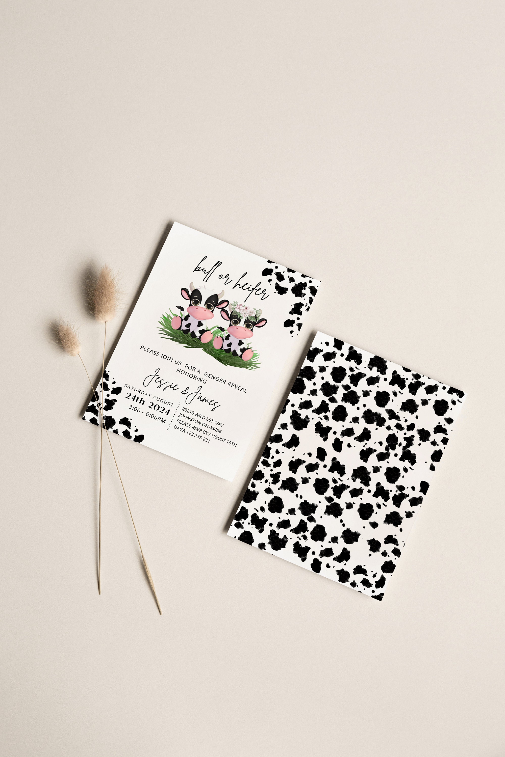 Cow Gender Reveal Invitation, Holy Cow Gender Reveal Invitation, Gender