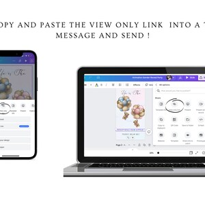 Gender Reveal Video Invitation, Phone Invite Canva, Teddy Bear Animated Invitation, Gender Reveal Ideas, He or She, Hot Air Balloon Invitie image 5