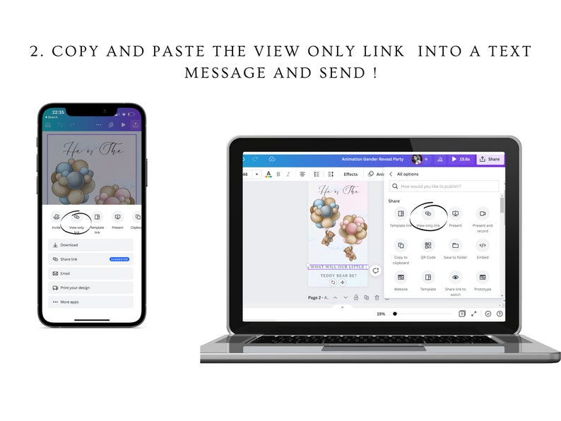 Gender Reveal Video Invitation, Phone Invite Canva, Teddy Bear Animated Invitation, Gender Reveal Ideas, He or She, Hot Air Balloon Invitie image 5