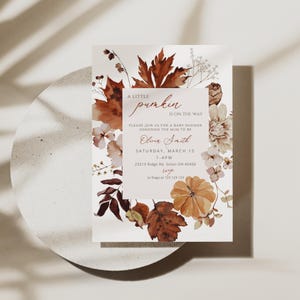 Pumpkin Baby Shower Invitation, Pumpkin Fall Baby Shower Invitation Template, Autumn Baby Shower Invites Girl, Oh Baby Immediate Download