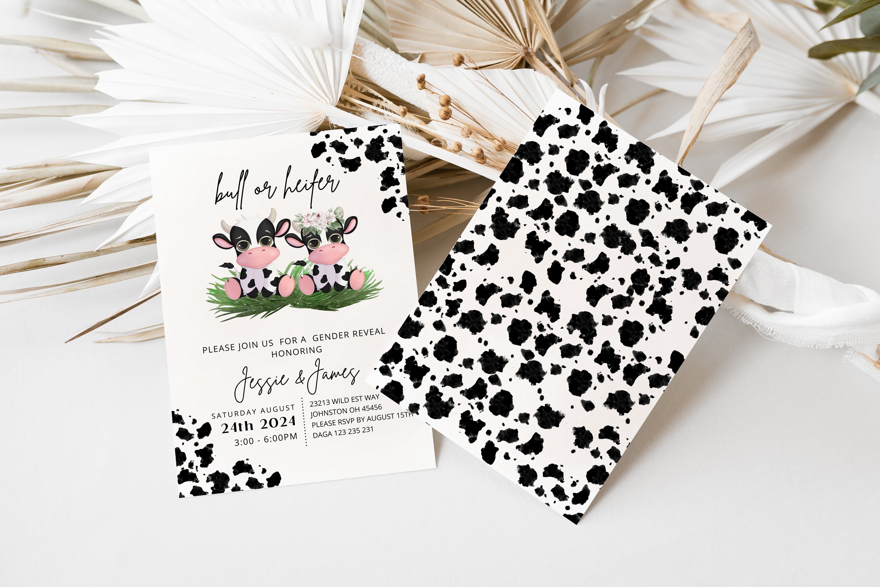 Cow Gender Reveal Invitation, Holy Cow Gender Reveal Invitation, Gender