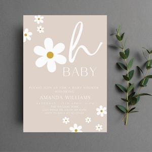 Gänseblümchen Babypartyeinladung, Oh Baby Gänseblümchen Babyparty einladen, Boho Gänseblümchen Babypartyeinladungsvorlage, Groovy Gänseblümchen, Blumen-Babyparty