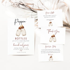 Poppin Bottles Baby Shower Invite Baby Shower Couples Shower Baby Bottle Invite Coed Baby Shower Poppin&#39; Bottles Couples Baby Shower Boy
