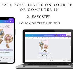 Gender Reveal Video Invitation, Phone Invite Canva, Teddy Bear Animated Invitation, Gender Reveal Ideas, He or She, Hot Air Balloon Invitie image 4