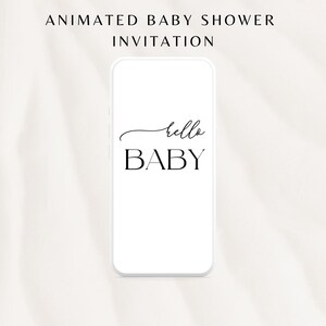 May include: A white smartphone mockup with a black screen displaying the text "hello BABY" in a cursive font. The phone is on a white background.