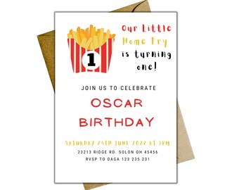 Home Fry Birthday, French Fry Party Invitation, Fries Birthday Party ...