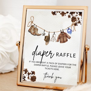COWBOY Diaper Raffle Sign, Diaper Raffle Ticket Sign, Western Baby Shower Games, Baby Shower Signage, Baby Shower Printable Signs