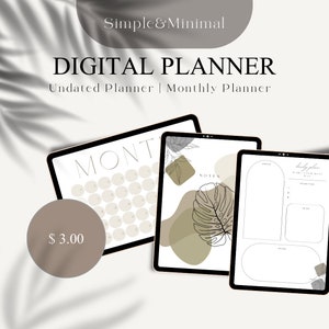 Undated Aesthetic Monthly Planner - Minimalist & Stylish Organizers for Productivity