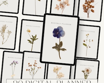Capas florais para cadernos digitais, compatíveis com Goodnotes e Notability (20 modelos)