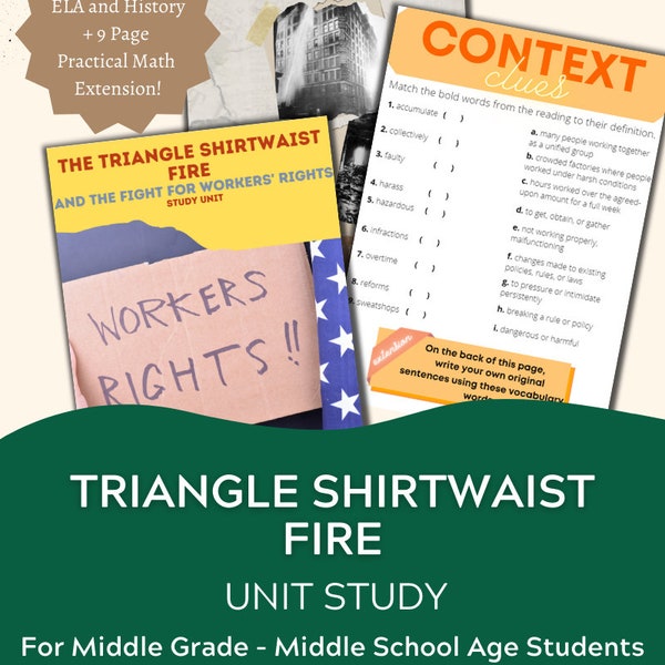 Triangle Shirtwaist Fire Unit Study - ELA, History, Math for Middle Grades (Homeschool, Extension, Enrichment)