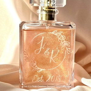 Laser Engraved Monogram Perfume Glass Bottle 100 mL w/ an Acrylic Cap, Clear (Qty1), Empty