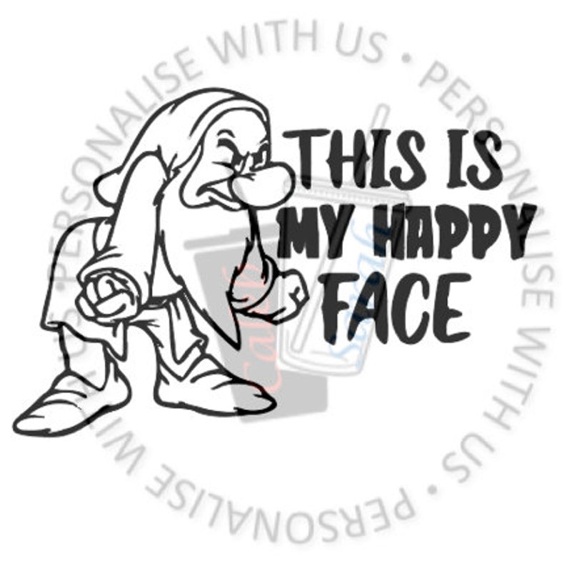 This is My Happy Face | Snow White's Grumpy Dwarf Sticker | Disney ...