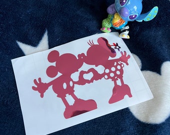 Kissing Minnie & Mickey Vinyl Decal | Disney Decal | Car Window Decal | Laptop Decal