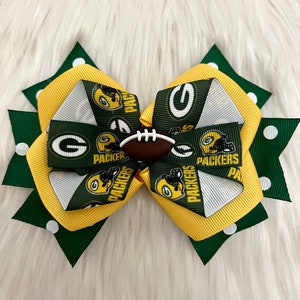 Girls Packers Hair Bows Set of 2 Toddler Packers Pig Tail Bows 