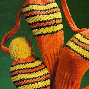 Vintage 1970s Knit GOLF CLUB MITTS Pattern