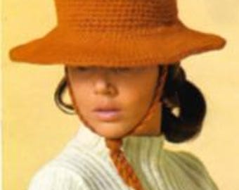 1970s Crochet Hat Pattern • Trellis Wrap Cap • Watermark PDF Only