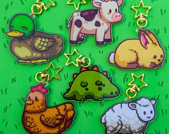 Llaveros acrílicos de ganado de Stardrop Valley