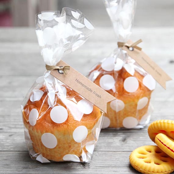 Sacchetti trasparenti per biscotti o dolciumi Pois bianchi