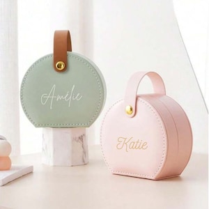 Portagioielli da viaggio personalizzato, portagioielli in pelle, portaoggetti per gioielli, regali per damigelle d'onore, regalo per la festa della mamma, regalo di compleanno per lei