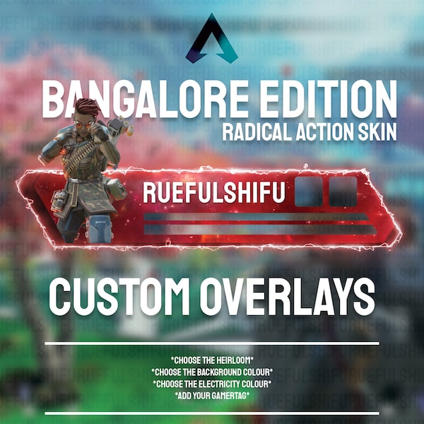 Animated Customisable BANGALORE Banner | Apex Legends Health Bar Overlay for Streaming on Twitch, Youtube and Tiktok For OBS and StreamLabs