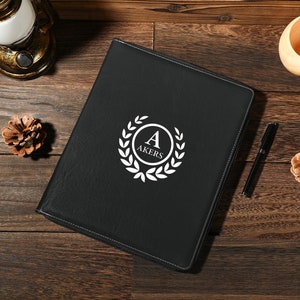 Portafolio de cremallera personalizado, Portafolio de cuero personalizado, Portafolio recargable, Regalo de oficina, Cuaderno personalizado, Regalo del Día del Padre, Regalo para él