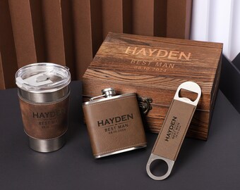 Personalized Groomsmen Gift Set, Wooden Gift Box, Keepsake Gift Box, Gift for Him, Valentines Day Gift, Holiday Gift For Dad,Father Day Gift