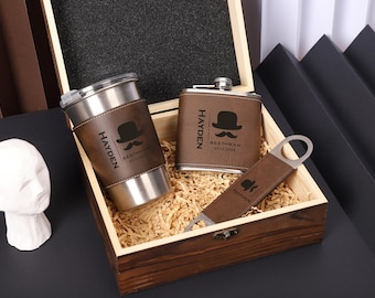 Father Day Gift, Personalized Groomsmen Gift Set, Wooden Gift Box, Keepsake Gift Box, Gift for Him, Valentines Day Gift,Holiday Gift For Dad