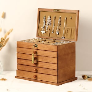 Frauen Schmuckschatulle, große Locking Schmuck Organizer Lagerung, kundenspezifische hölzerne Schmuckschatulle, Schmuckschatulle Organizer, Schmuckschatulle mit Schublade