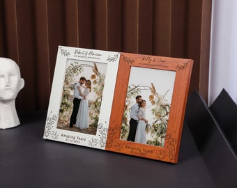 Custom Engraved Frame, Personalized Wood Photo Frame with Glass, 5" Picture Frame, Family Picture Frame, Picture Display, Wedding Gift