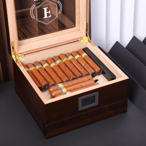 Personalized Cigar Humidor Gift for Men, Personalised Cigar Humidor Set, Anniversary Gift for Him, Groomsmen Humidor Gifts, Fathers Day Gift