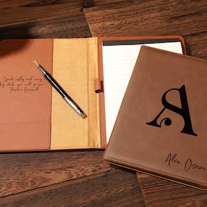 Personalized Leather Padfolio, Refillable leather journal, Leather binder cover, Custom Corporate Gift, Personalize Graduation Gift, For Him