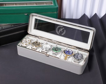 Personalised Leather Watch Box for Men, Personalized Groom's Gift, Watch Case, Watch Organizer, 6 Slot Watch Case, Father's Gift