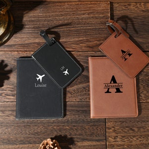 Ensemble de porte-passeport personnalisé, étiquette de bagage personnalisée, cadeau de demoiselle d'honneur ensemble de voyage de passeport personnalisé, ensemble de voyage de porte-passeport
