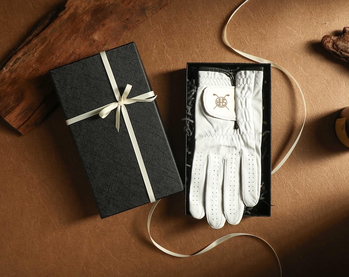 Personalised Leather Golf Glove, Custom Men's Left Handed Golf Glove, Gift for Golfer, Custom Text or Monogram, Golf Accessories