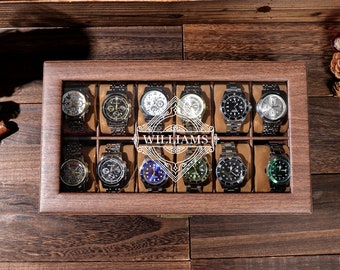 Personalized Groom&#39;s Gift, Personalised Leather Watch Box for Men, Watch Case, Watch Organizer, 12 Slot Watch Case, Father&#39;s Gift