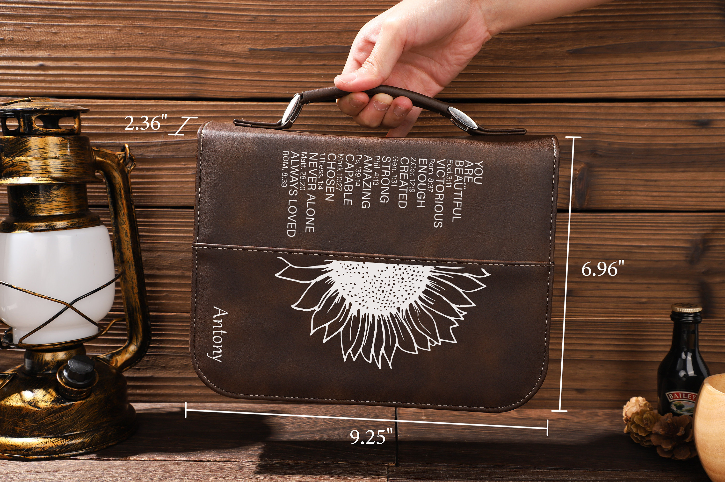 Personalized Leather Bible Cover, Engraved Bible Cover, Customized Book Cover, Bible Cover with Zipper, Religious Gift, Zipper Book Cover