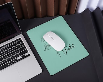 Birthday Flower Office Ergonomic Mouse Pad, Personalized Leather Mouse Pad with Wrist Rest, Art Mouse Pad For Office Gifts,Father's Day Gift