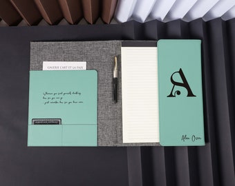 Personalized Portfolio with Card Slot, Custom Leather Portfolio, Refillable Portfolio, Office Gift,  Custom Notebook, Fathers Day Gift