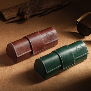 Läderfodral för glasögon och solglasögon, specialdesignat glasögonhållare, magnetiskt vintageglasögonfodral i veganskt läder, fodral för män och kvinnor