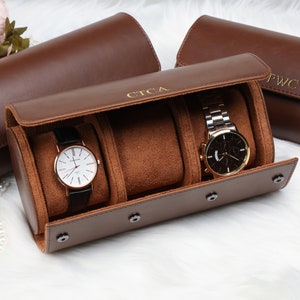 Étui à montre en cuir personnalisé, boîte à montres de voyage, cadeaux de montre pour papa, cadeau de marié, étui de montre en cuir de luxe pour montres