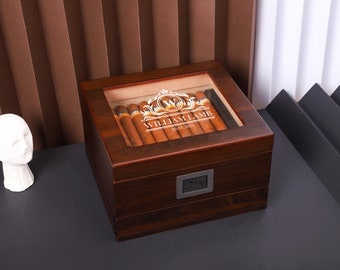 Personalised Cigar Humidor Set, Personalized Cigar Humidor Gift for Men, Anniversary Gift for Him, Groomsmen Humidor Gifts, Fathers Day Gift