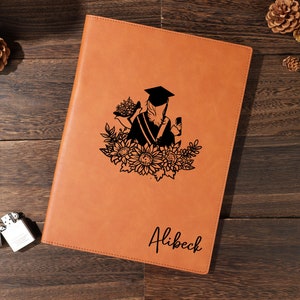 Padfolio de regalo de graduación, portafolio de cuero con portapapeles, portafolio grabado personalizado, organizador de negocios A4 personalizado, regalo para graduados